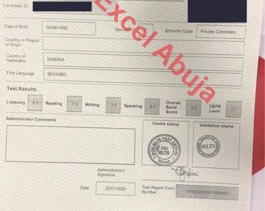 ielts past results of bivent students-sample results