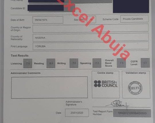 sample of the ielts past results of bivent students