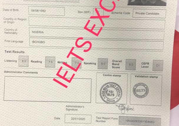 ielts past results of bivent students-sample results
